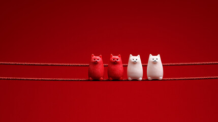 Kawaii cat figures minimalist style