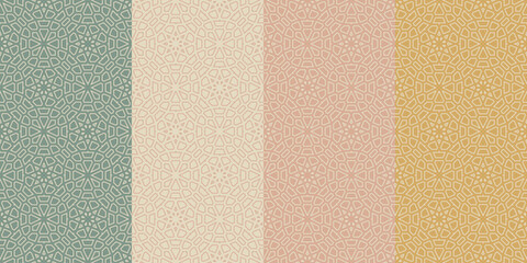 Fototapeta premium Geometric Islamic pattern set with arabic star ornament. Seamless oriental vector background