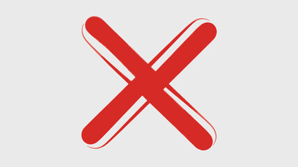 Red Cross Symbol in Simple Design with Bold Color on White Background for Warning Sign