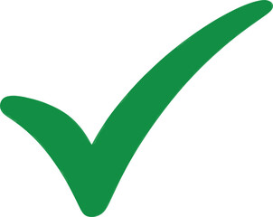 Green checkmark icon in simple minimalist design with soft gradient color on white background for approval symbol