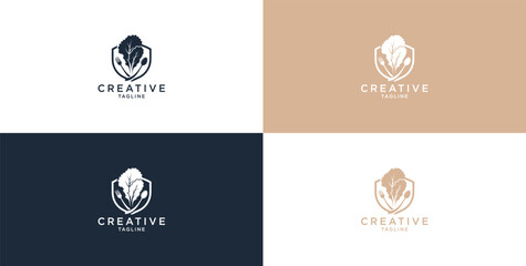 Healthy food logo template. Organic food vector design. Fork, spoon, and leaf logo.