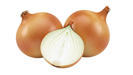 Two Whole Yellow Onions and One Halved Onion