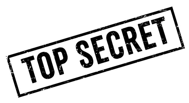 Black Top Secret Rubber Stamp with Grunge Texture isolated PNG with Transparent Background