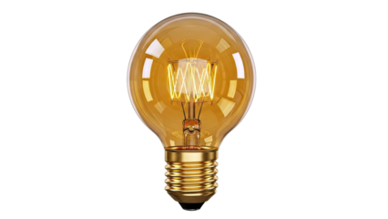 Vintage Edison Light Bulb with Amber Glass and Glowing Filament