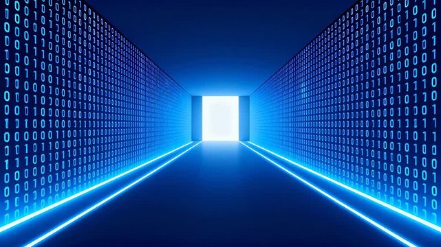 Digital corridor with binary code