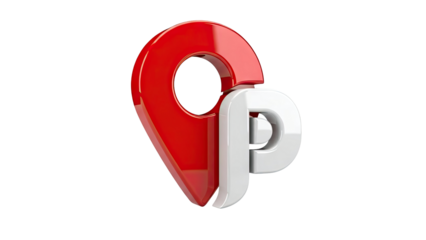 3D Red and White Location Pin with Letter P