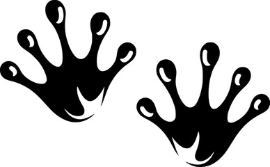 Frog footprints vector black silhouette print design
