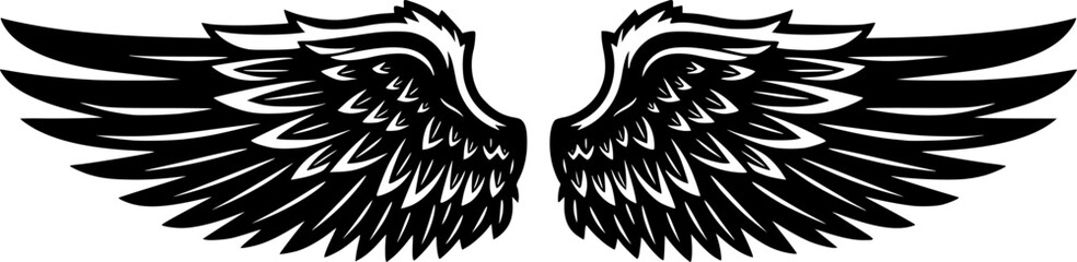 Angel wings Vector Black Silhouette Design For T-Shirt
