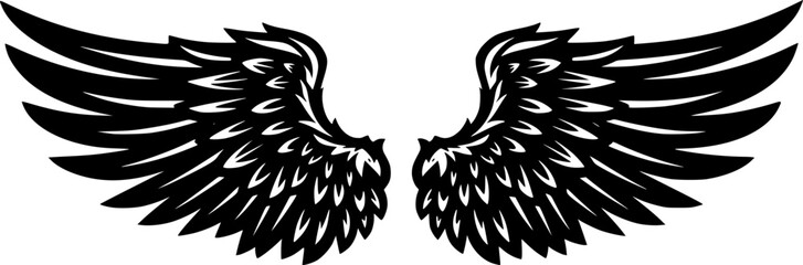 Angel wings Vector Black Silhouette Design For T-Shirt
