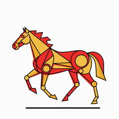 Obraz premium Geometric Horse Running Sideways Profile View.
