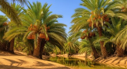 Tropical Oasis with Palm Trees.