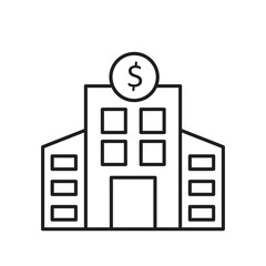 Bank Building with Dollar Editable Stroke Outline Icon..eps