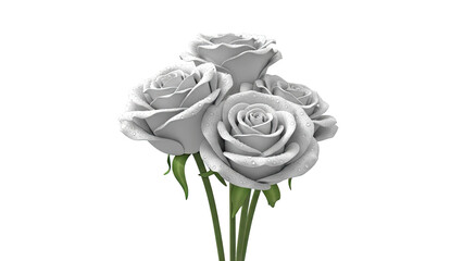 Three White Roses with Water Droplets
