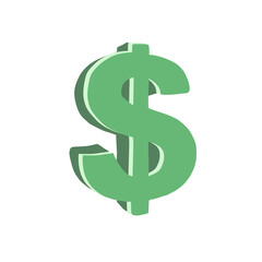 Obraz premium Green 3D dollar sign hand drawn doodle illustration