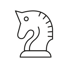 Chess Game Horse Knight Editable Outline Icon, Board Game Chess Knight Editable Stroke Outline Icon..eps