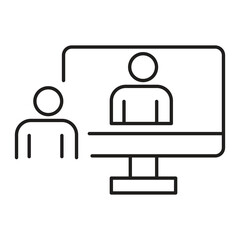 Conference Call and Team Meeting Editable Outline Icon..eps