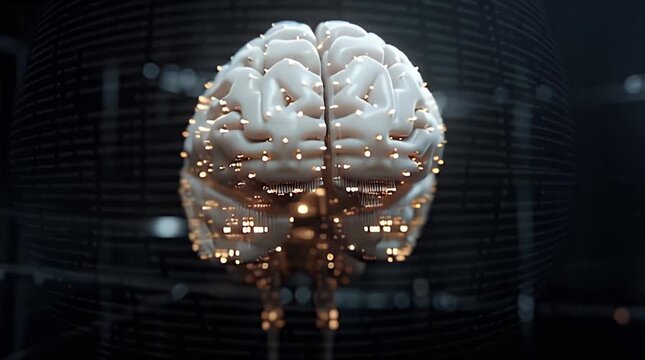 Cybersecurity Concept Featuring Shielded AI Circuit Brain