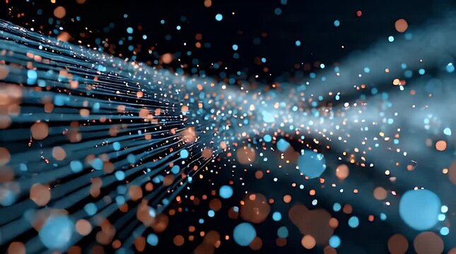 Abstract Cybersecurity Defense Deflecting Incoming Data Fragments