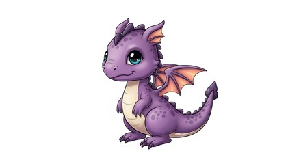 Obraz premium Adorable Purple Dragon Cub - A Whimsical Fantasy Creature.