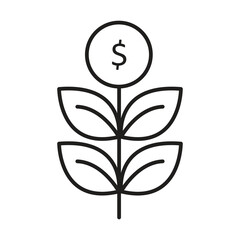 Financial Growth Plant Editable Stroke Outline Icon, Investment and Savings Plant Icon Editable Stroke Outline..eps