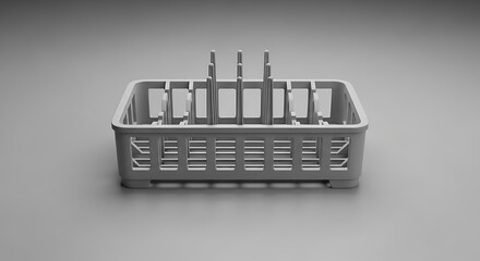 Empty plastic crate on gray background