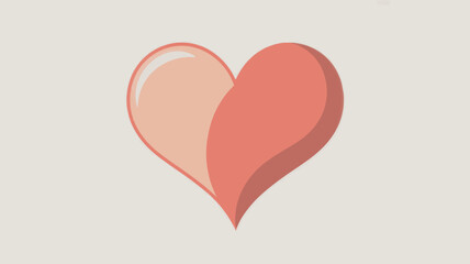 Heart Icon in Simple Flat Design with Soft Peach and Coral Colors on White Background for Social Media