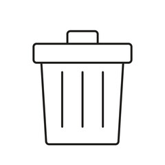 Garbage Bin Icon Editable Stroke Outline, Trash Can Symbol Icon Editable Stroke Outline, Delete File Trash Bin Icon Editable Stroke Outline..eps