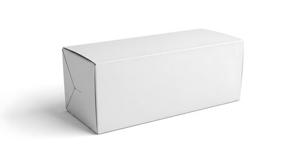 Naklejka premium Clean isolated white rectangular cardboard box on a bright studio background, perfect for product packaging mock-up, brand identity presentation, or various retail display concepts and designs