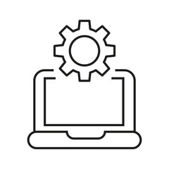 Laptop Settings Icon Editable Outline Vector, Laptop Maintenance and Settings Editable Stroke Outline Icon..eps