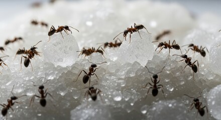 Ants Feast - A Close-Up of Ants on Sugar Cubes.