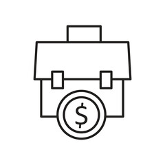 Money Briefcase Editable Stroke Outline Icon, Business Finance Dollar Bag Editable Stroke Outline Icon..eps
