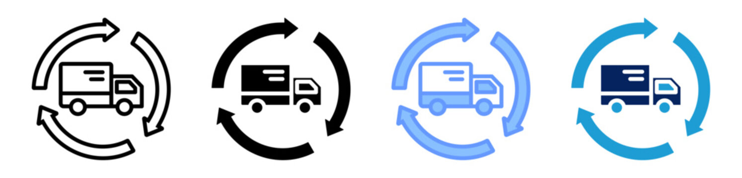 reverse logistics icon set multiple style collection