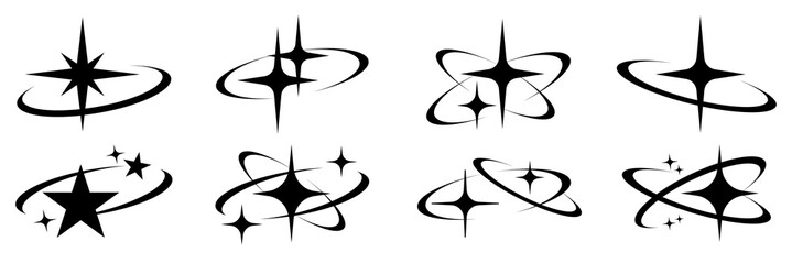 PNG Abstract star orbit design set, transparent background © Rawpixel.com