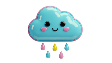 Happy Cartoon Cloud with Colorful Rain Drops