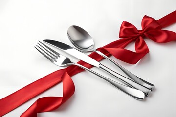 Elegant Silverware Set for Valentine&rsquo;s Day Romantic Table Setting