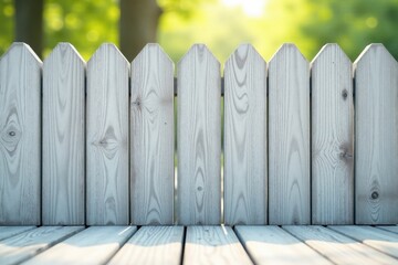 Fototapeta premium Serene Wooden Fence with a Soft Natural Background on a Sunny Day