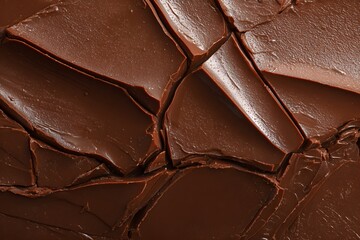 Macro texture of solid dark chocolate chunks with artistic cracks background