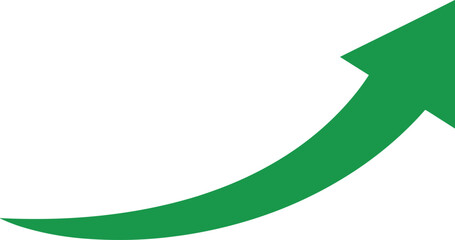 A green arrow pointing upwards indicating positive direction and progress viewed from a straightforward perspective