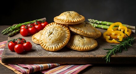 Homemade Mini Pies on a Wooden Board