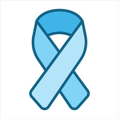 Blue ribbon symbolizing prostate cancer awareness, suitable for medical websites, brochures, and campaigns promoting mens health and cancer research.