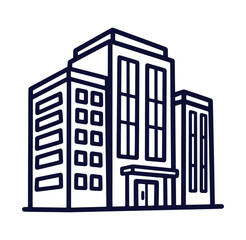 Vector illustration of a modern office building with multiple stories and windows outlined