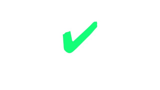 Green Check Mark Symbol on White Background.
