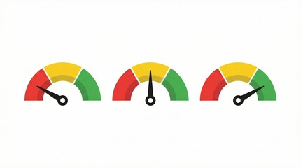 Colorful dashboard gauges showing different levels of measurement