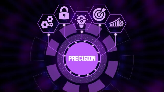  Precision business concept with accurate data icons for detailed analytical performance and quality management metrics.