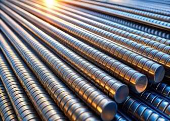 Closeup of a Steel Rods Metallic Texture and Structural Elements Revealed