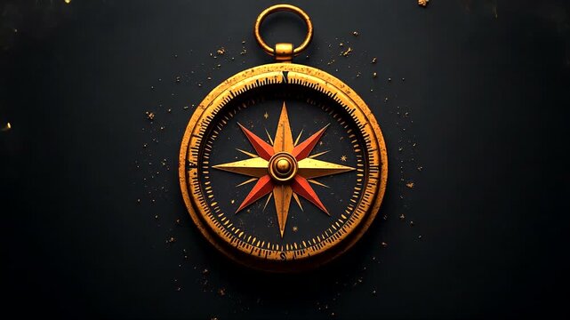 Vintage compass on dark background with texture details