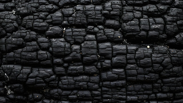Close-up of charred wood texture after a fire. - Powered by Adobe
