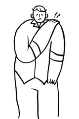 Fototapeta premium Healthcare png hand drawn, man with shoulder pain character