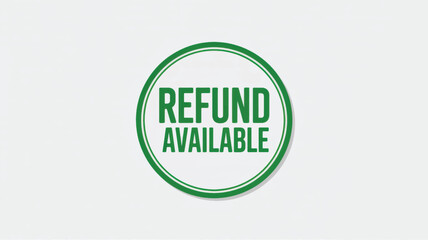 Refund Available Stamp in Green Color on White Background with Circle Frame for Customer Service