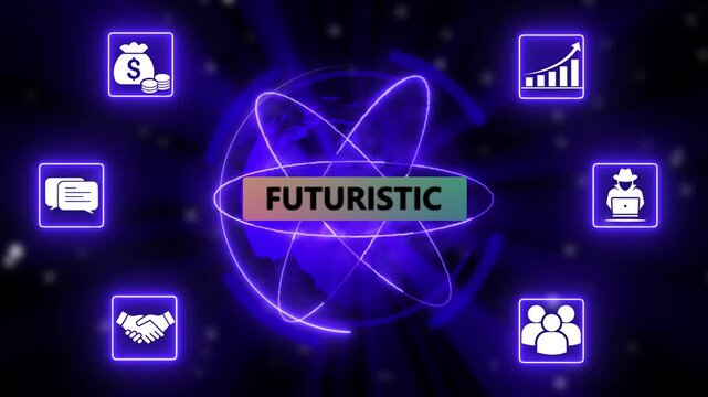Futuristic technology process with cloud computing and team collaboration. Futuristic Futuristic  ecosystem with growth, security, and teamwork icons.